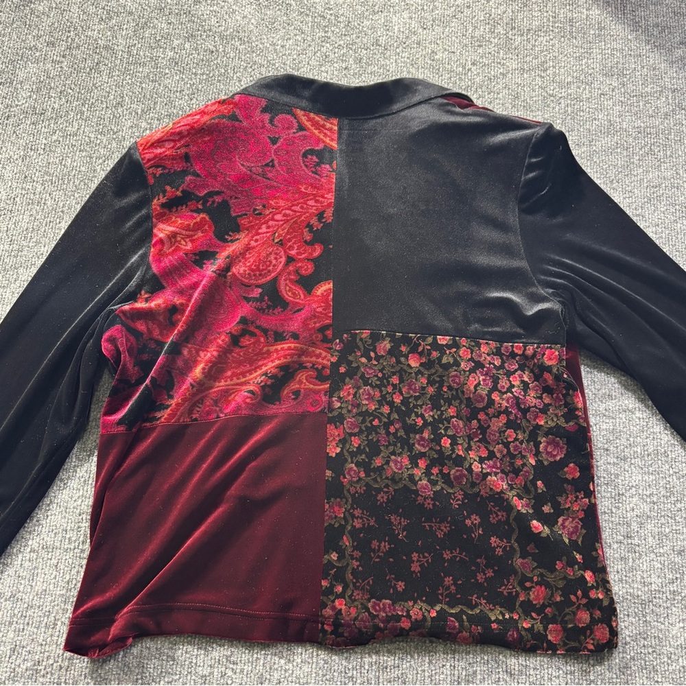 Women's Black And Red Patchwork Jacket - image 2